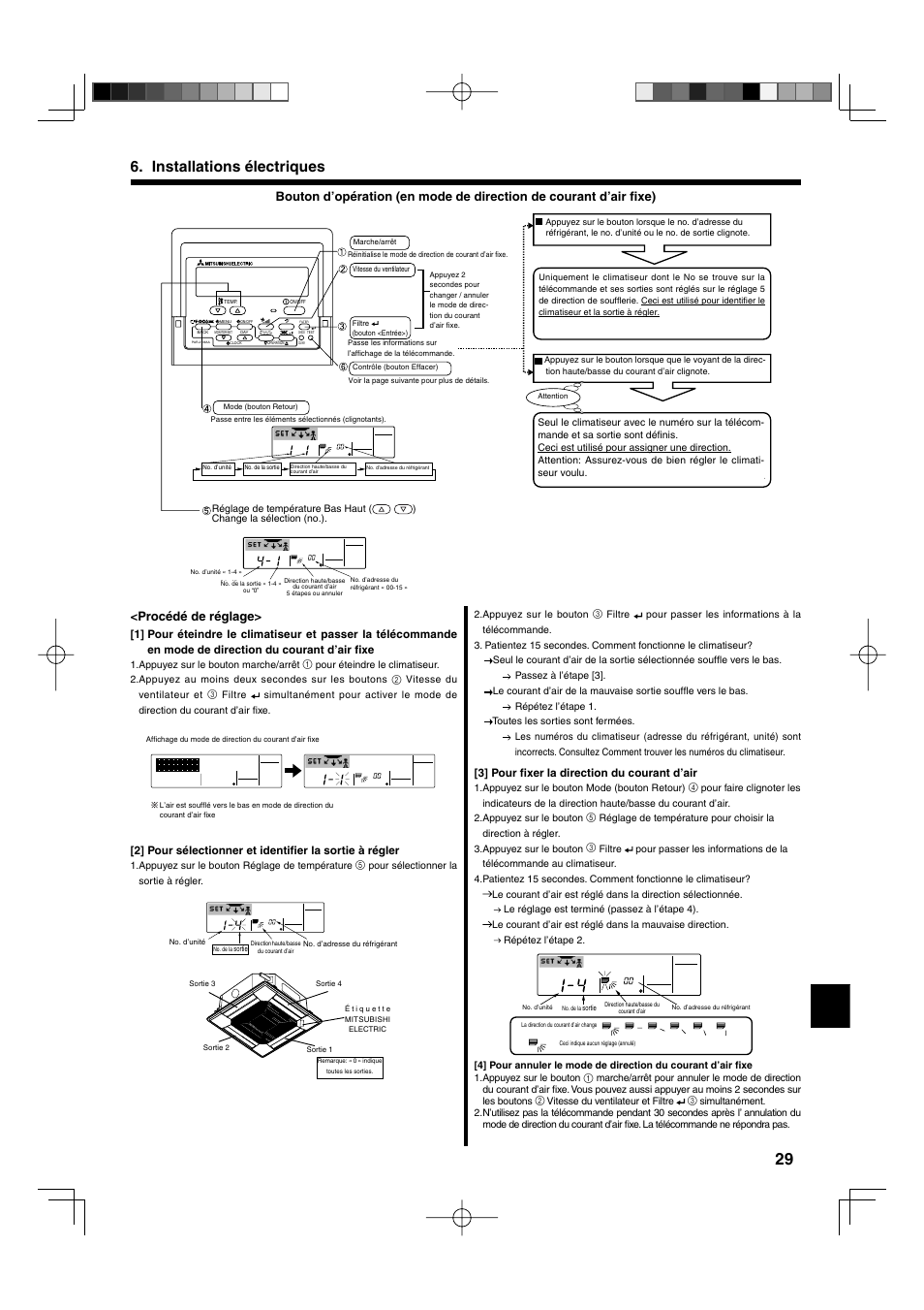 Installations électriques, Procédé de réglage | Mitsumi electronic MR. SLIM PLA-ABA User Manual | Page 29 / 56