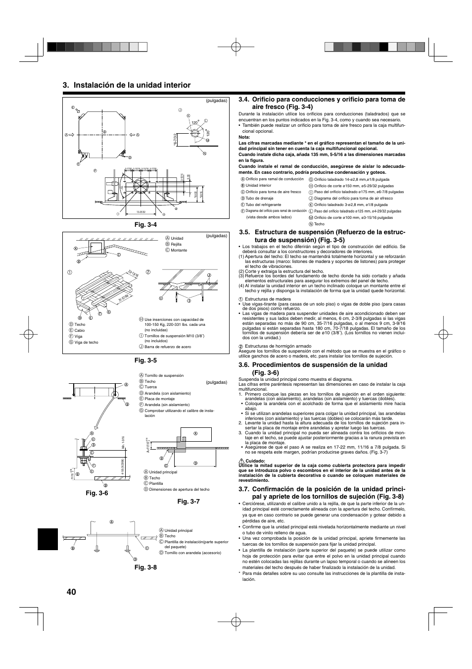 Instalación de la unidad interior, Fig. 3-5, Fig. 3-4 | Mitsumi electronic MR. SLIM PLA-ABA User Manual | Page 40 / 56