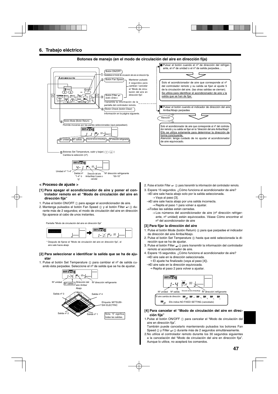 Trabajo eléctrico, Proceso de ajuste | Mitsumi electronic MR. SLIM PLA-ABA User Manual | Page 47 / 56