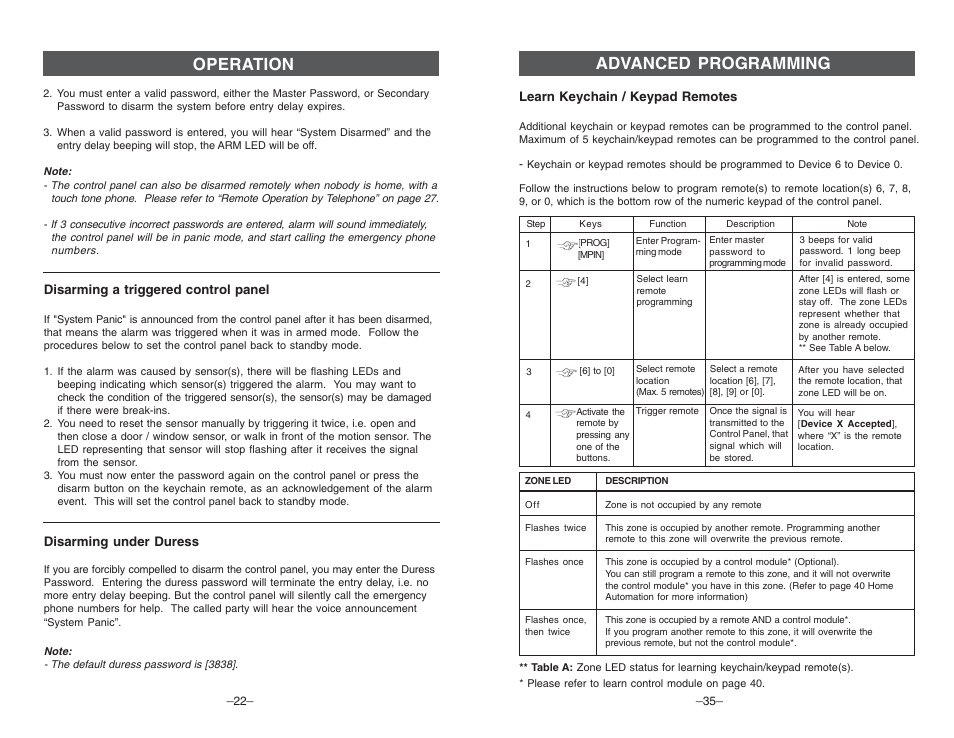 Operation, Advanced programming | Multi-Link ML-001 User Manual | Page 24 / 30