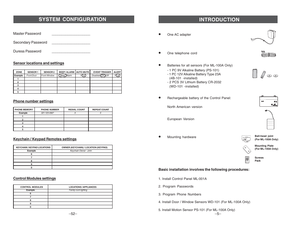 Introduction, System configuration | Multi-Link ML-001 User Manual | Page 7 / 30