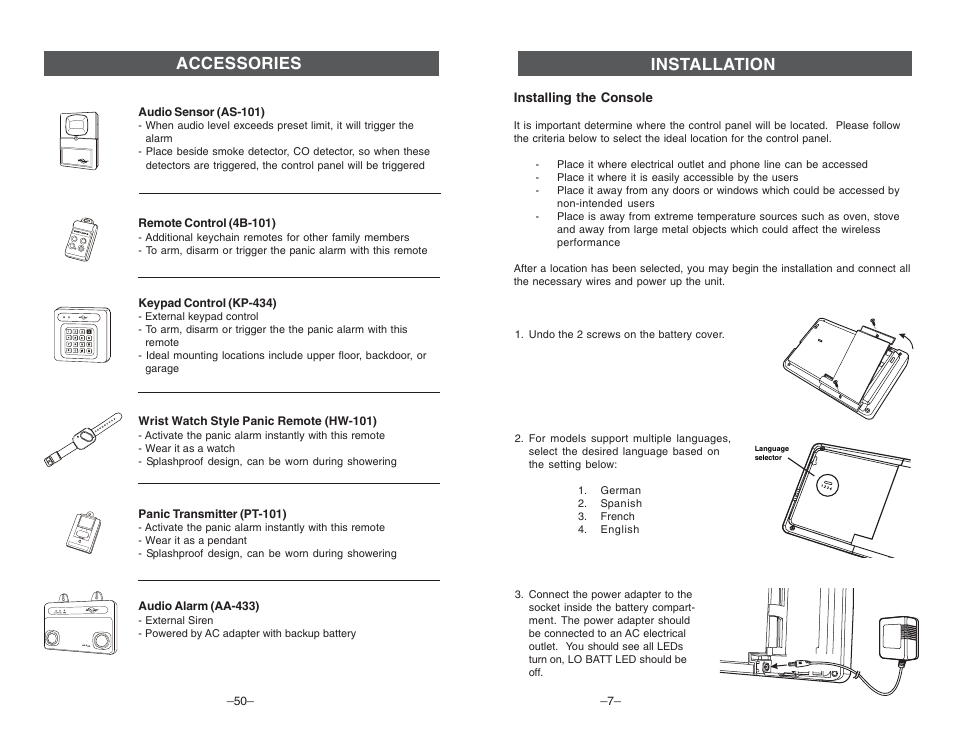Installation, Accessories | Multi-Link ML-001 User Manual | Page 9 / 30