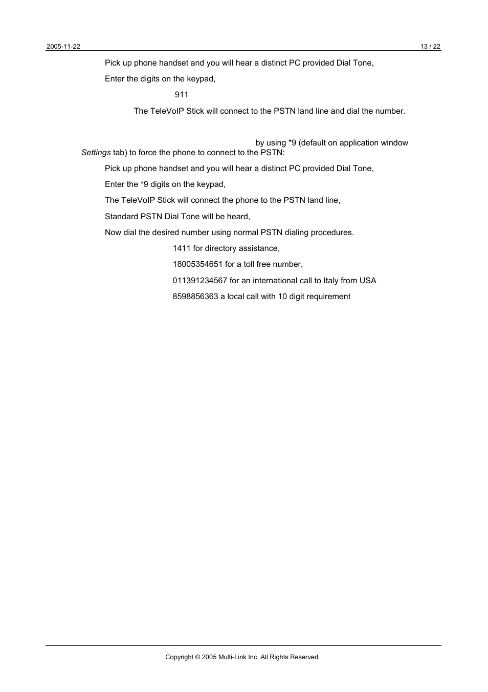 Multi-Link TeleVoIP Stick User Manual | Page 13 / 22