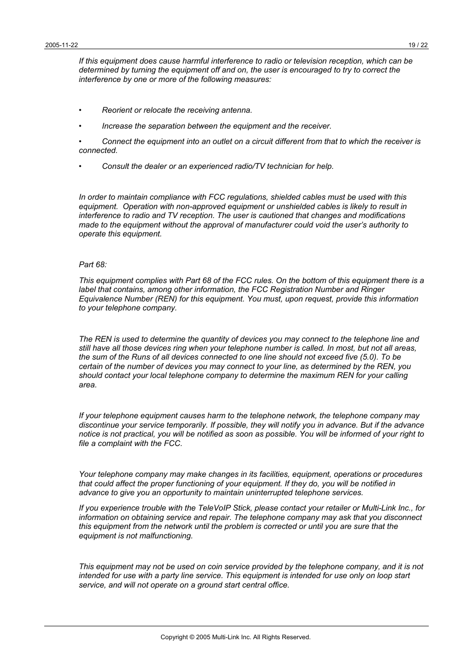 Multi-Link TeleVoIP Stick User Manual | Page 19 / 22