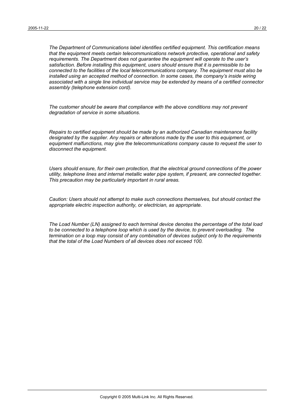 2 industry canada | Multi-Link TeleVoIP Stick User Manual | Page 20 / 22