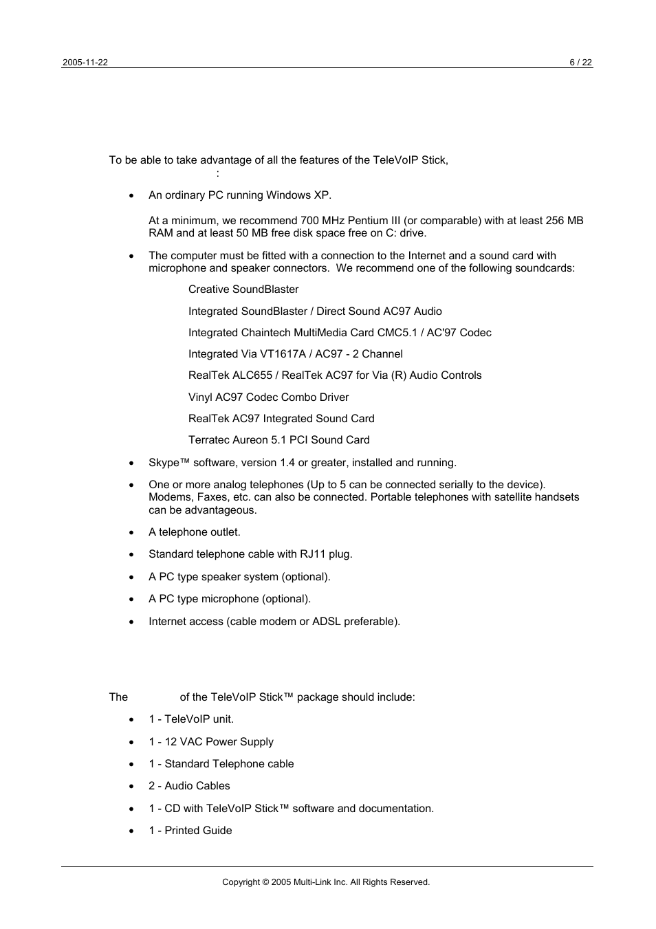 3 equipment required, 4 package contents | Multi-Link TeleVoIP Stick User Manual | Page 6 / 22