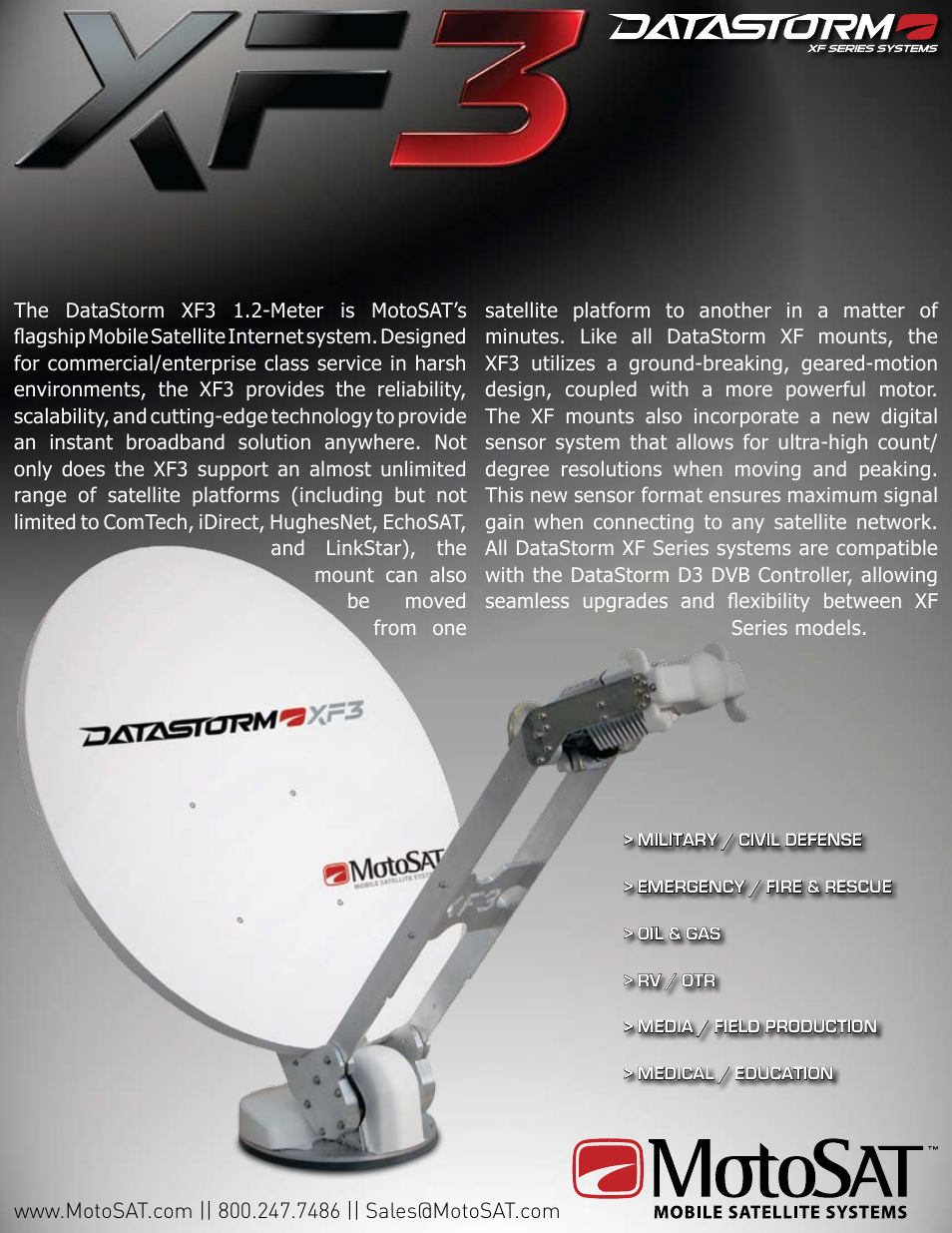 MotoSAT DataStorm XF3 User Manual | 2 pages