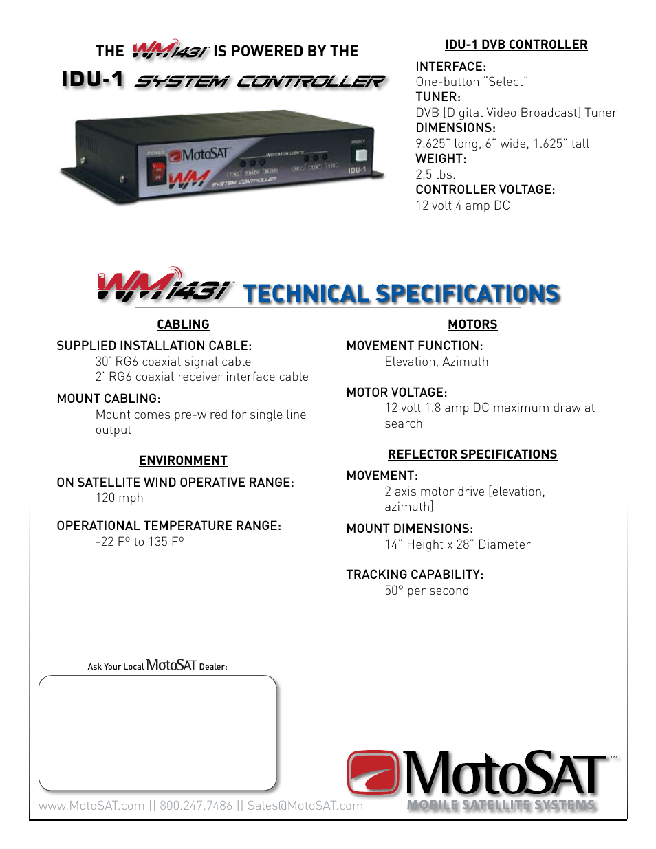 Idu-1, Is powered by the | MotoSAT WM 1431 User Manual | Page 2 / 2