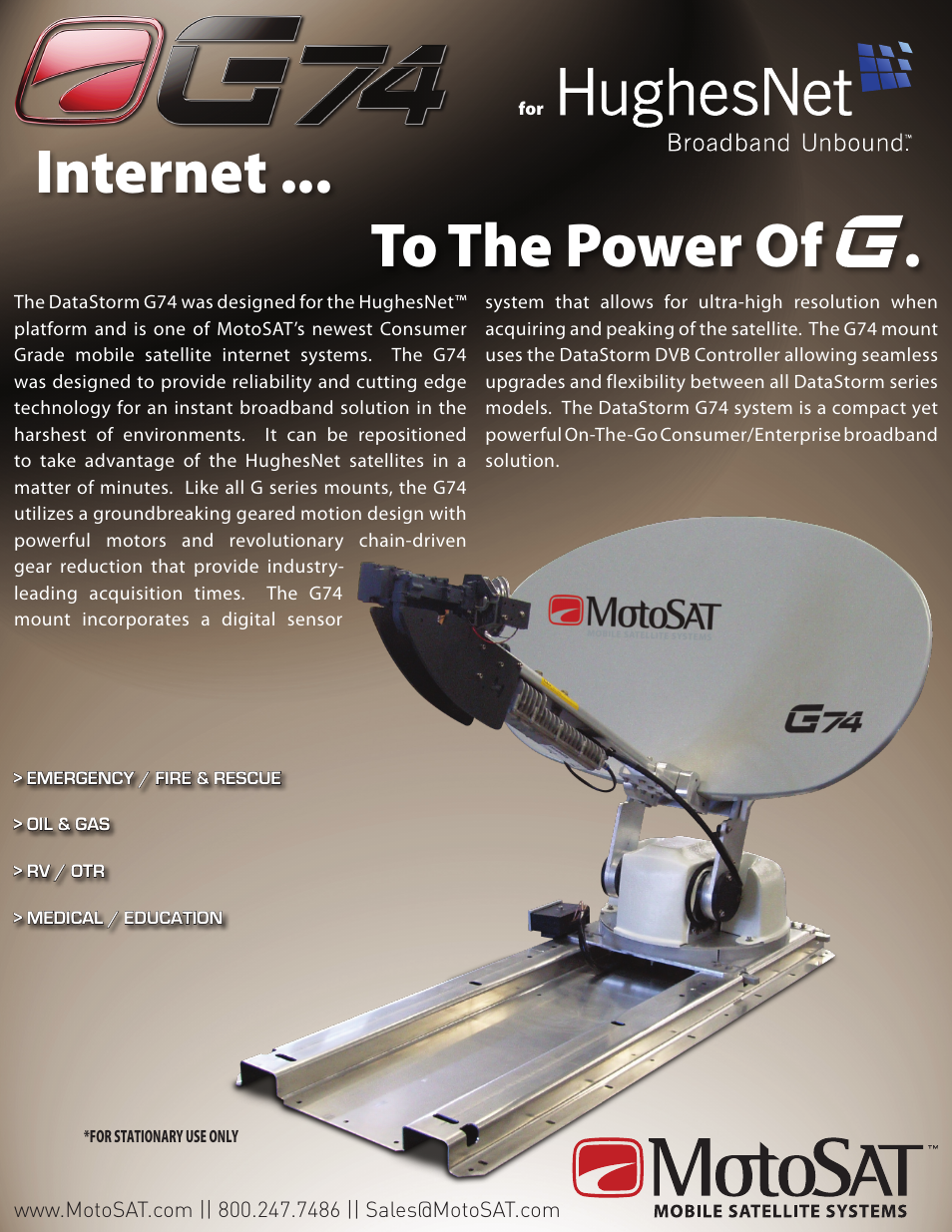 MotoSAT DataStorm G74 User Manual | 2 pages