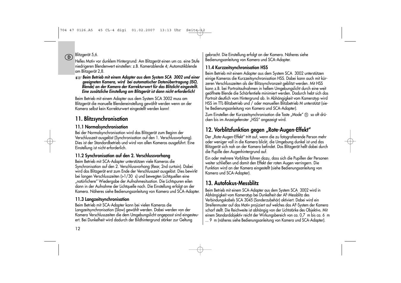 Metz Mecablitz 45 CL-4 User Manual | Page 12 / 104