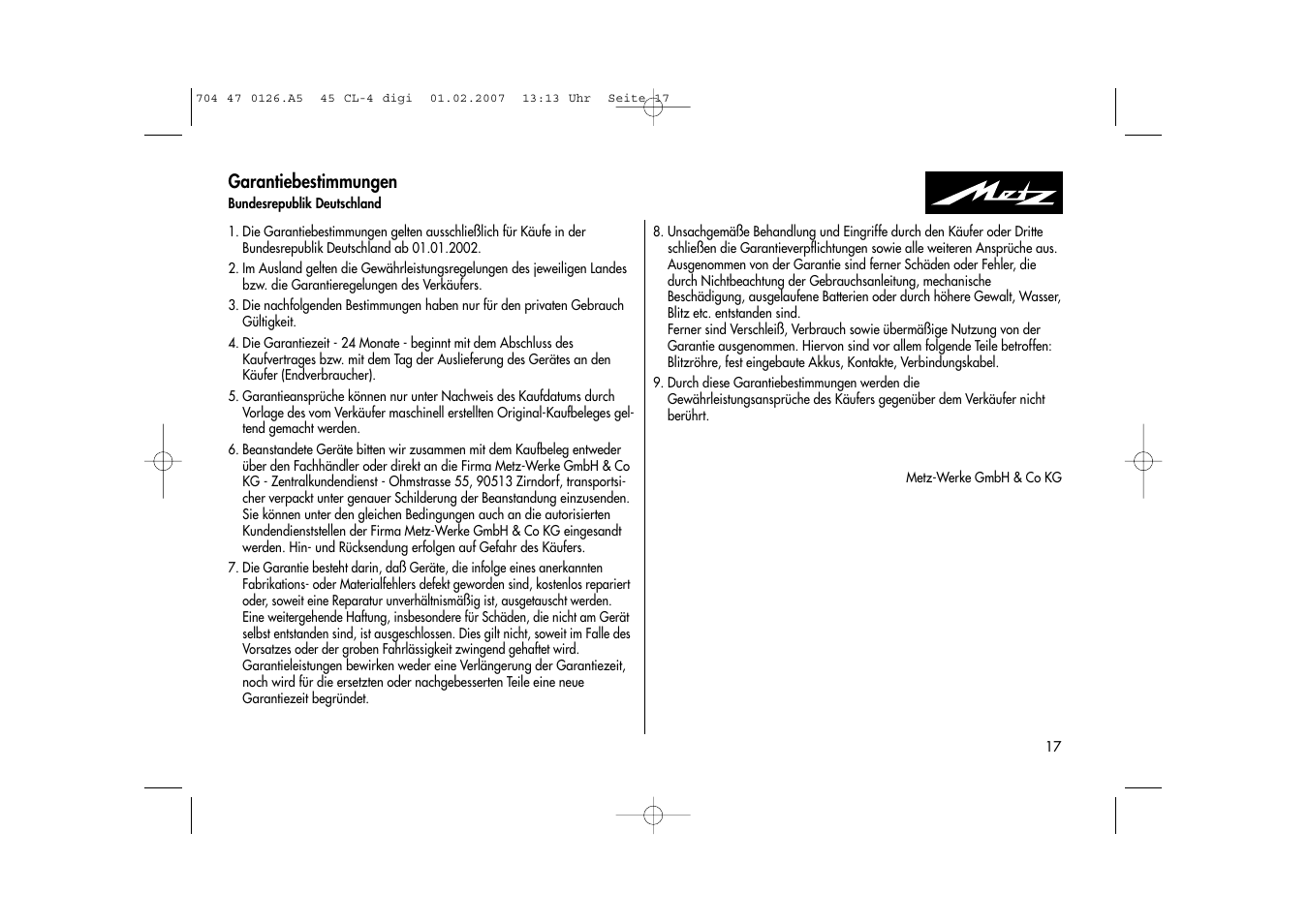Metz Mecablitz 45 CL-4 User Manual | Page 17 / 104