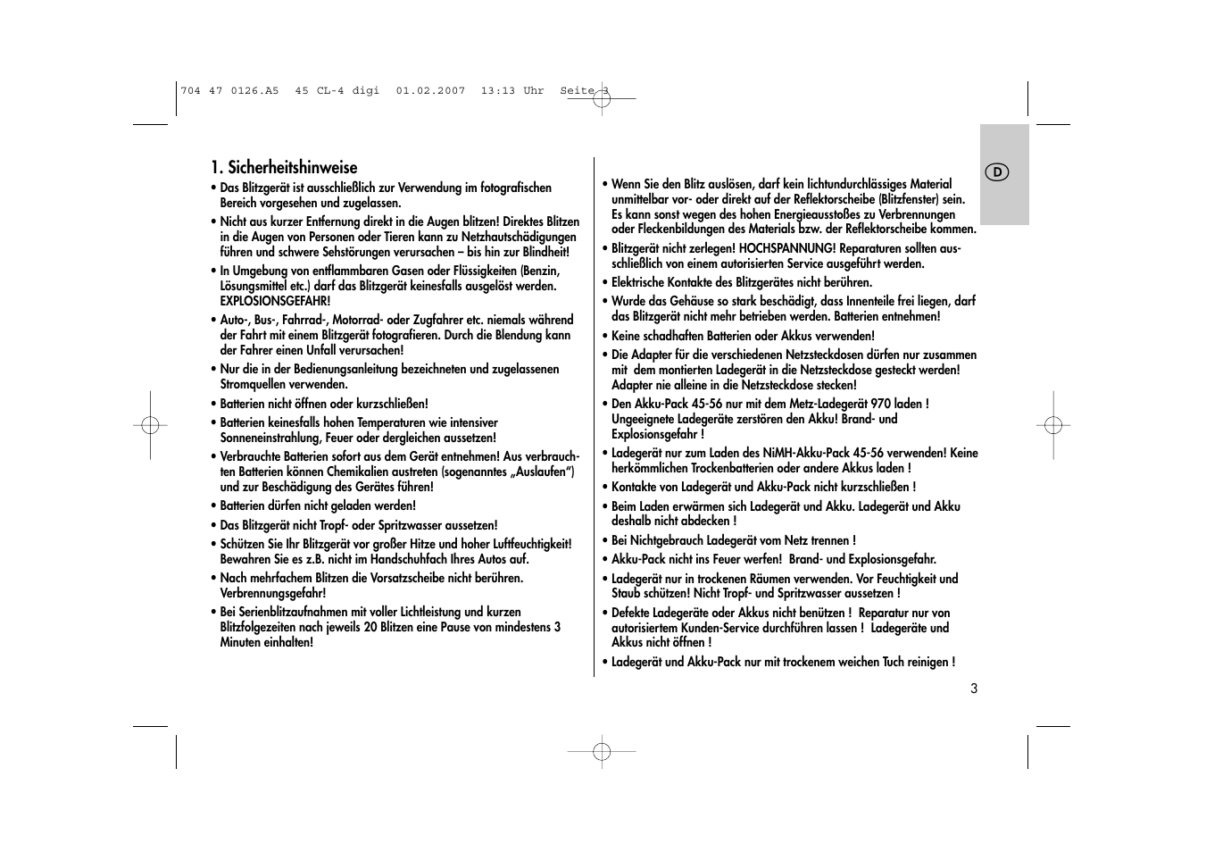 Metz Mecablitz 45 CL-4 User Manual | Page 3 / 104