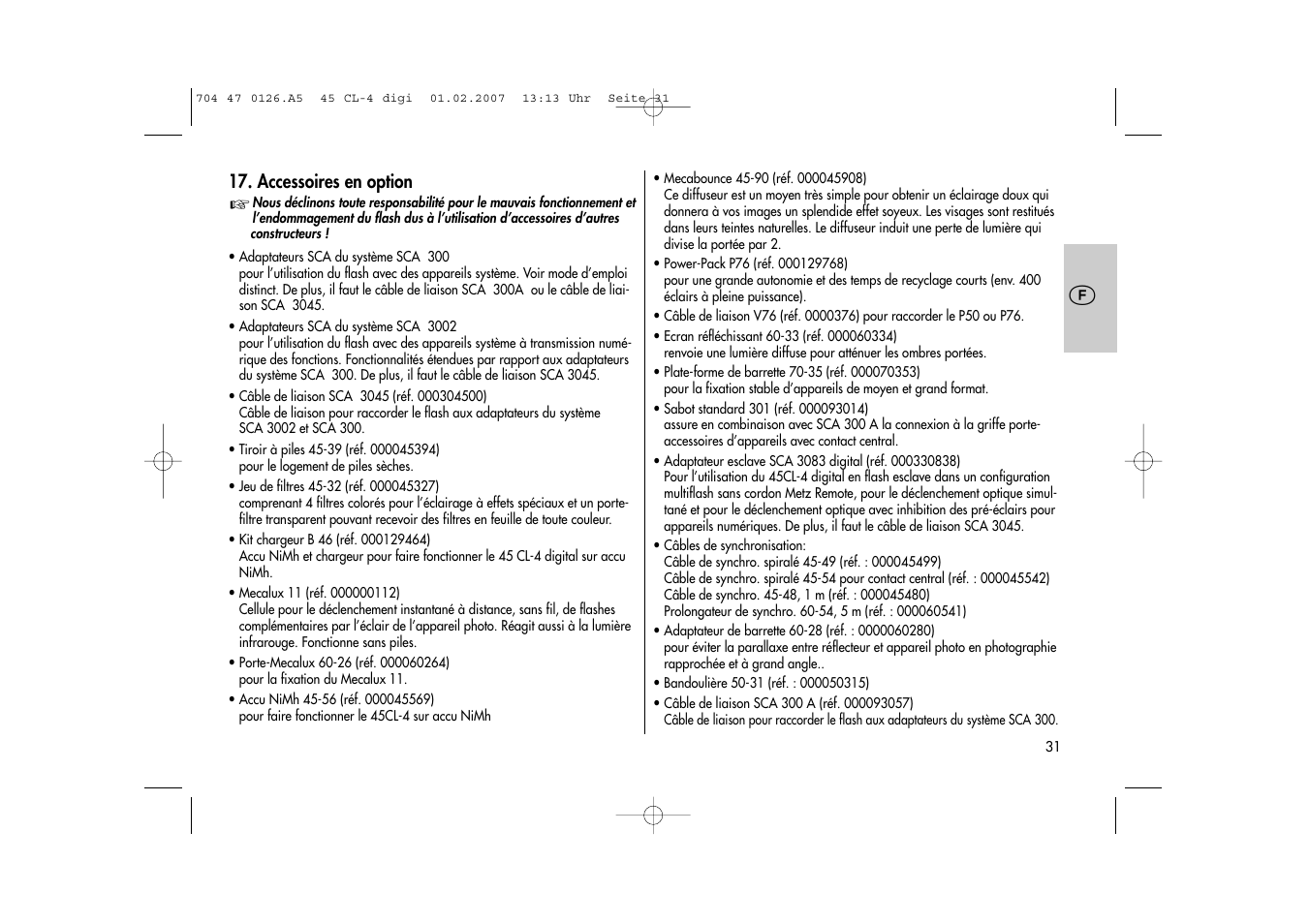 Metz Mecablitz 45 CL-4 User Manual | Page 31 / 104