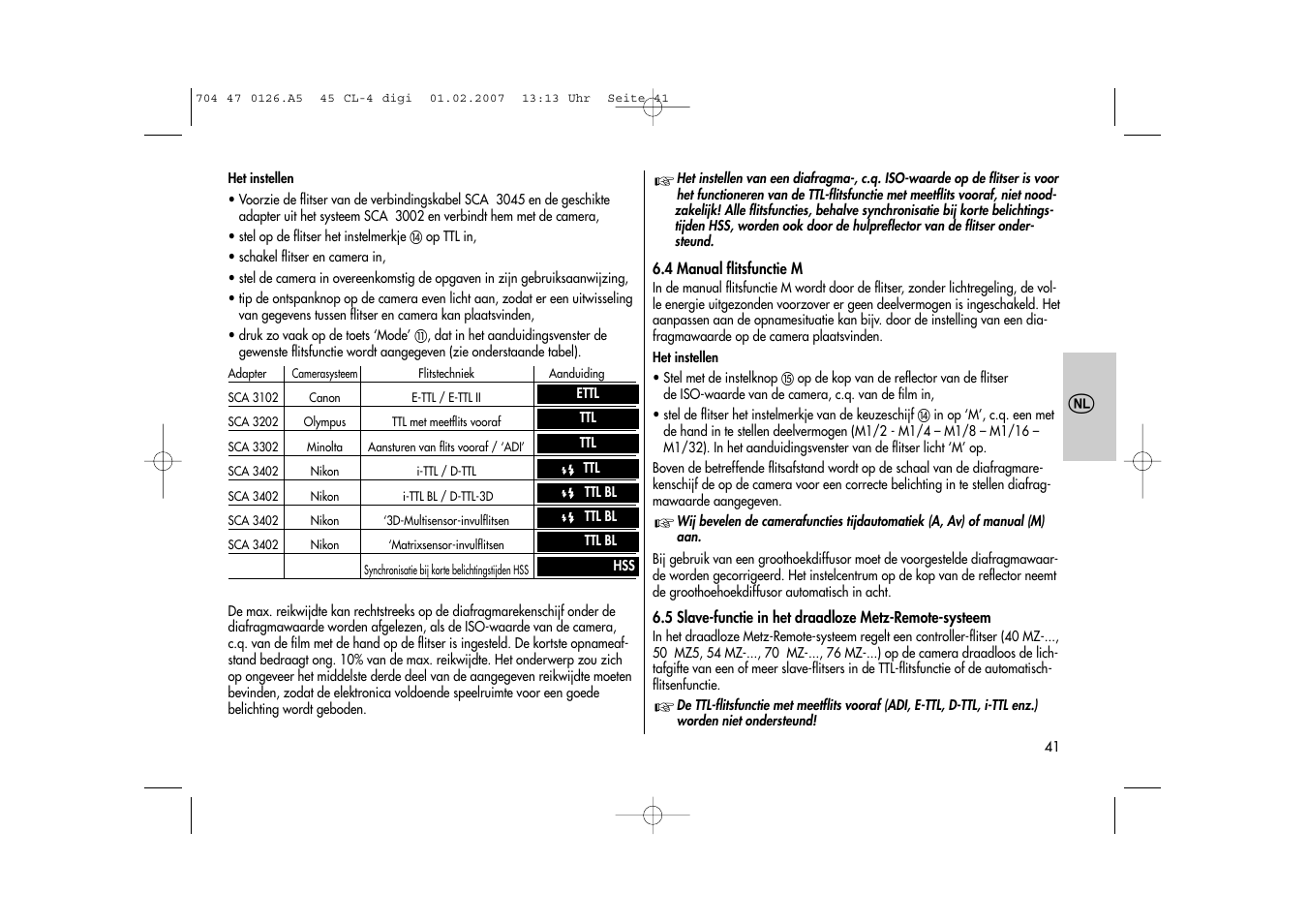 Metz Mecablitz 45 CL-4 User Manual | Page 41 / 104