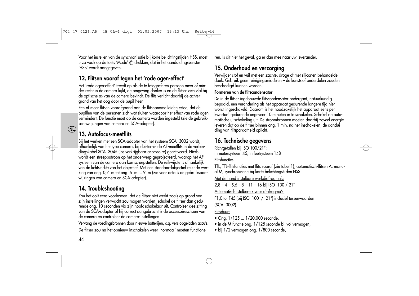 Metz Mecablitz 45 CL-4 User Manual | Page 44 / 104