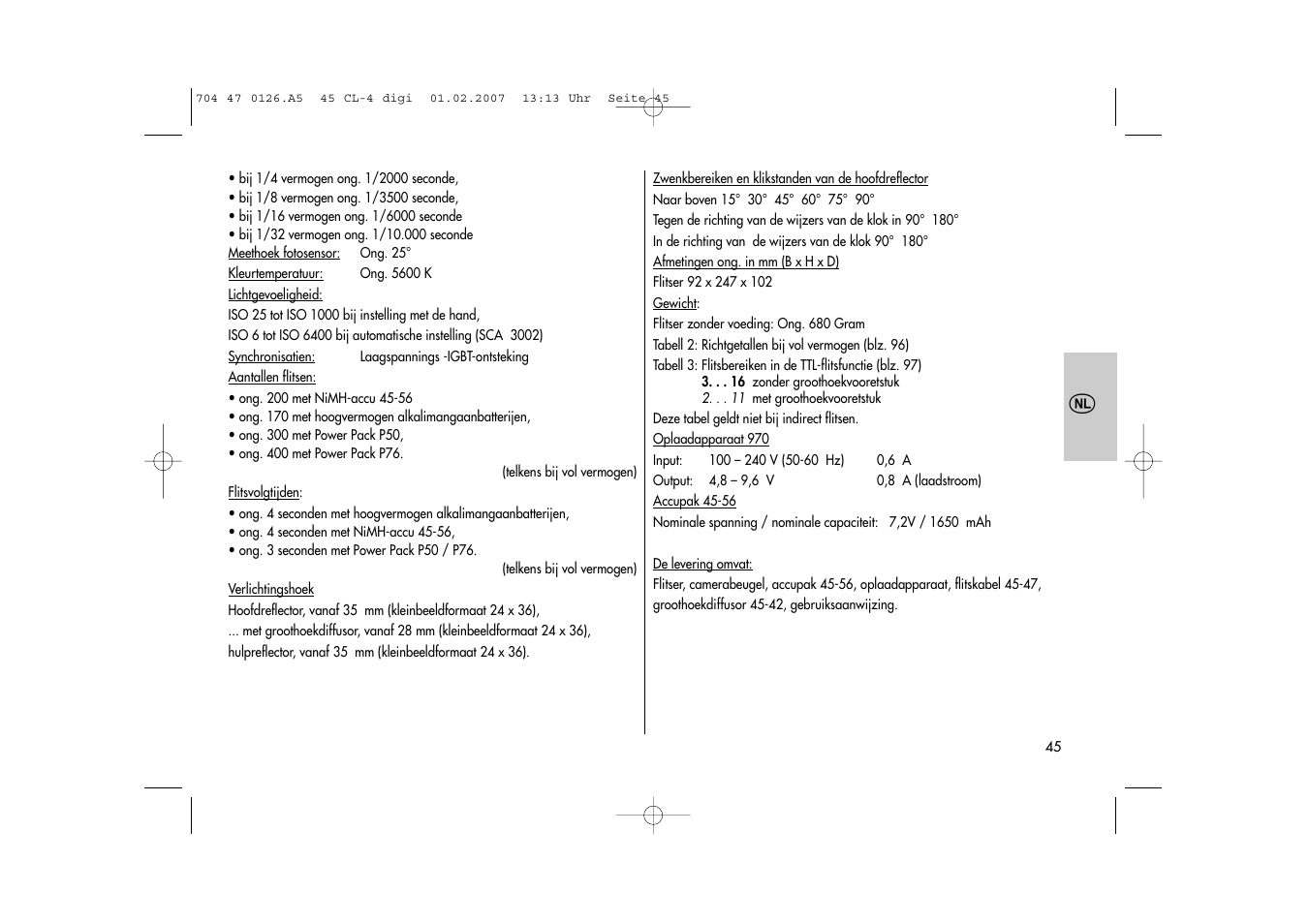 Metz Mecablitz 45 CL-4 User Manual | Page 45 / 104