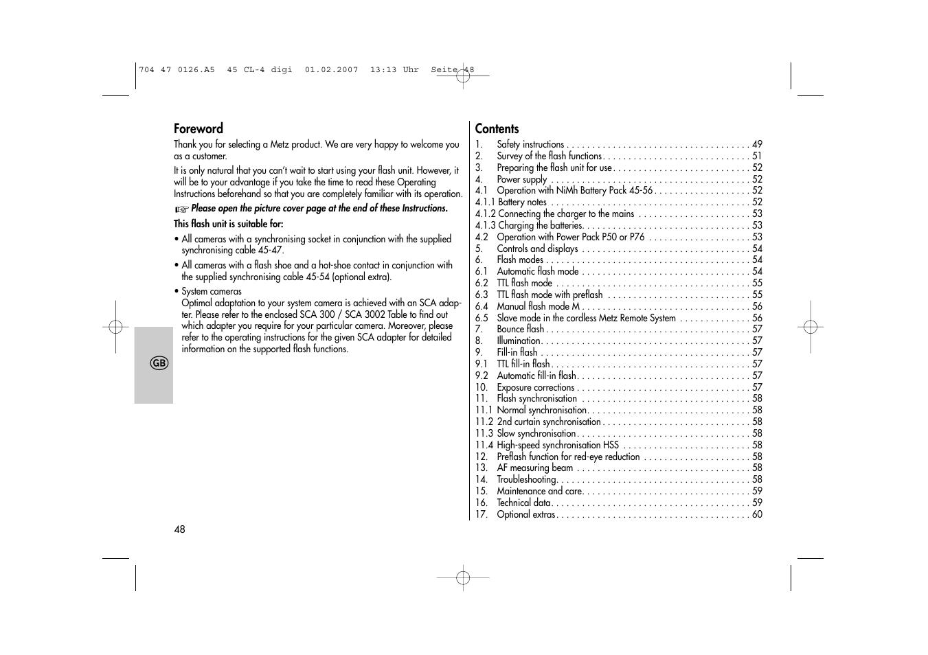 Metz Mecablitz 45 CL-4 User Manual | Page 48 / 104