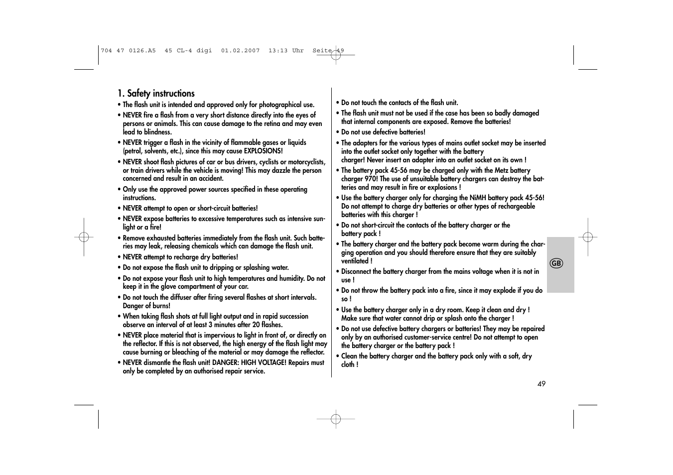 Metz Mecablitz 45 CL-4 User Manual | Page 49 / 104