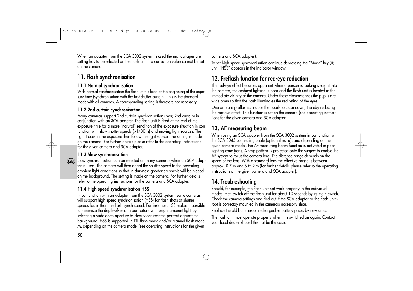 Metz Mecablitz 45 CL-4 User Manual | Page 58 / 104