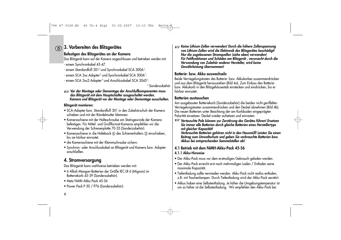 Metz Mecablitz 45 CL-4 User Manual | Page 6 / 104