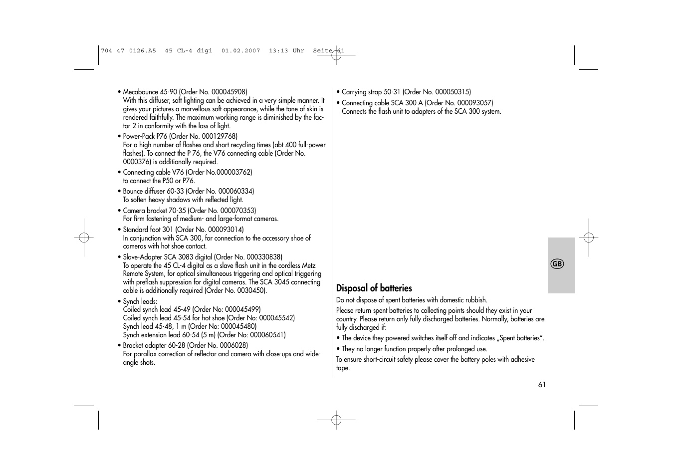 Metz Mecablitz 45 CL-4 User Manual | Page 61 / 104
