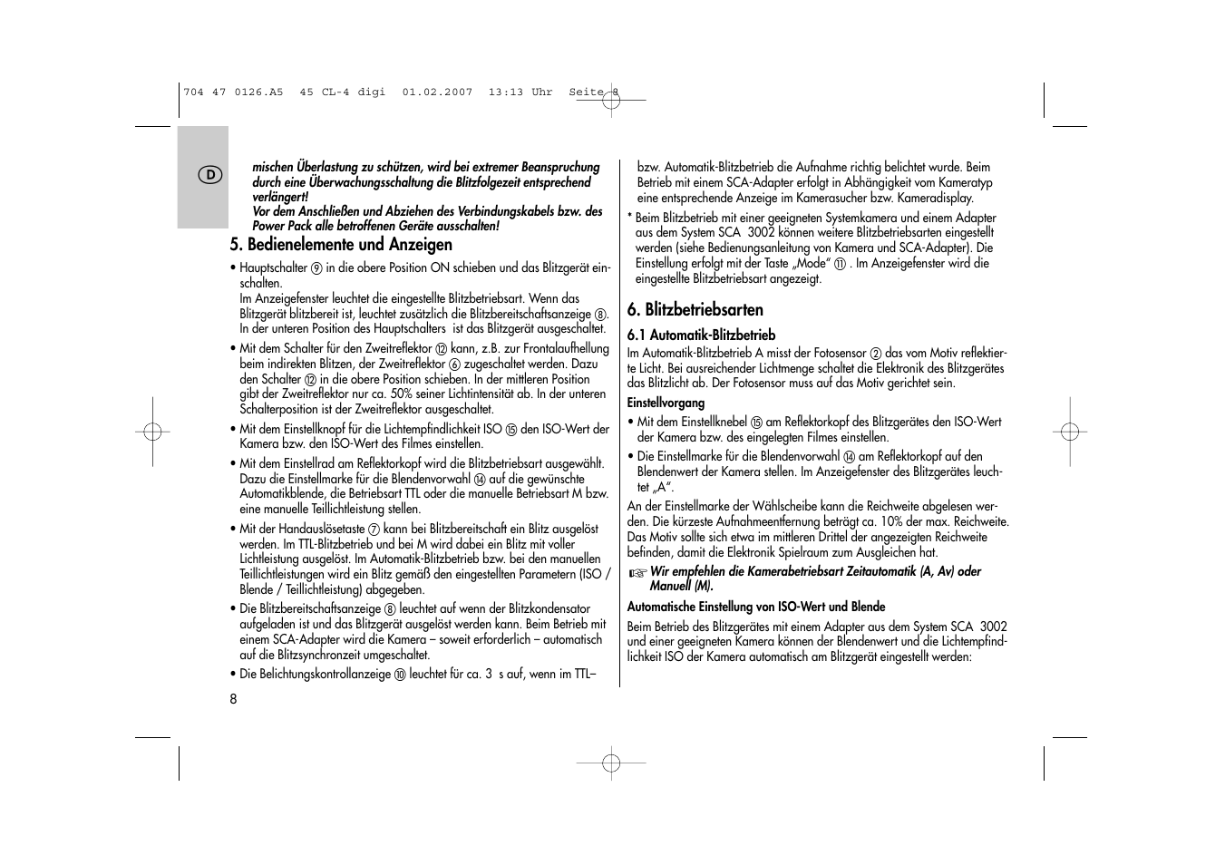 Metz Mecablitz 45 CL-4 User Manual | Page 8 / 104