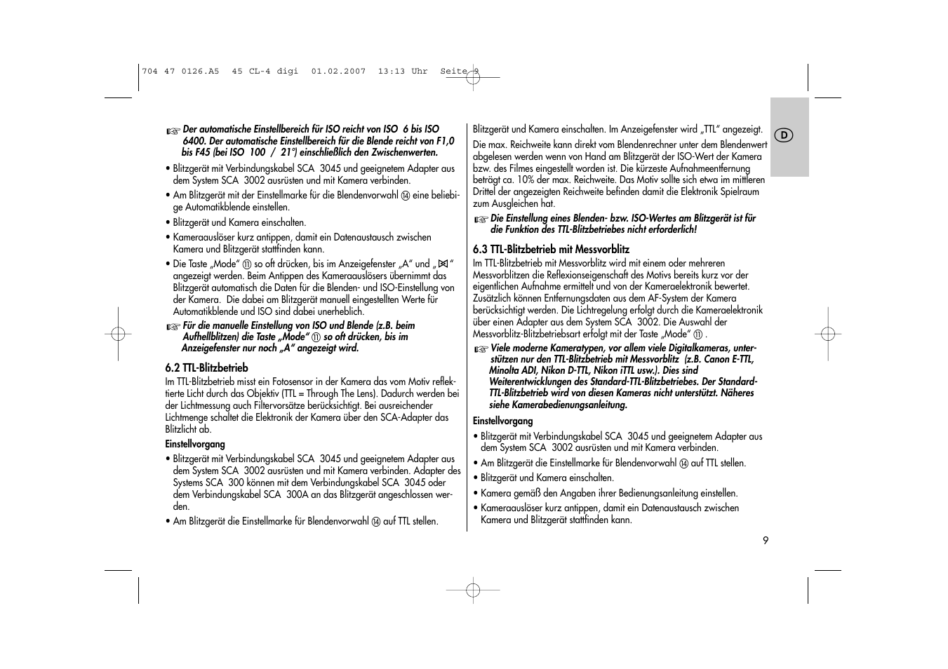 Metz Mecablitz 45 CL-4 User Manual | Page 9 / 104