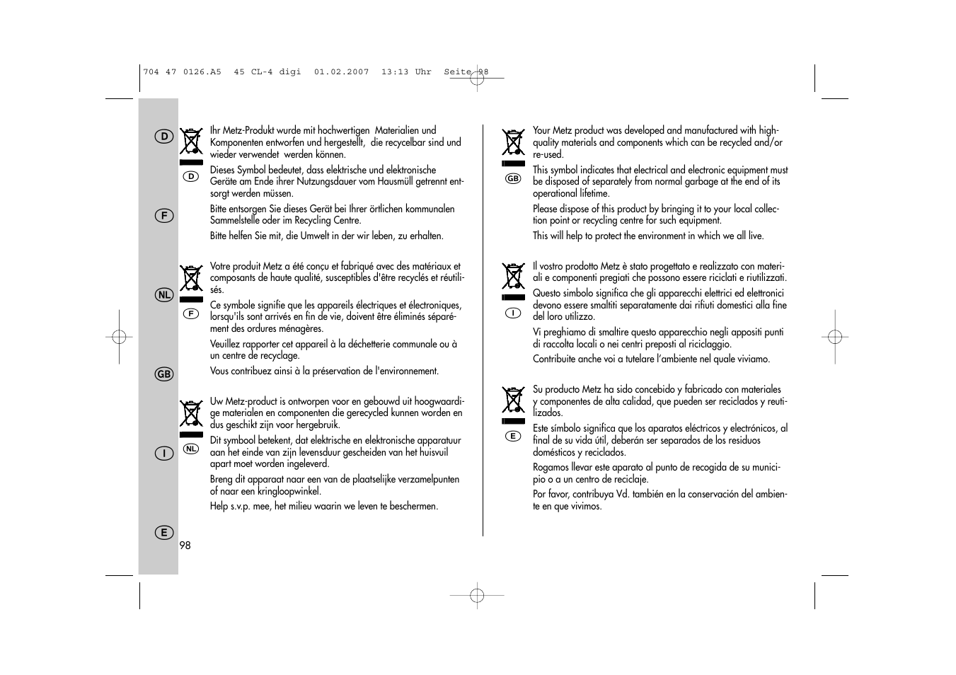 Metz Mecablitz 45 CL-4 User Manual | Page 98 / 104