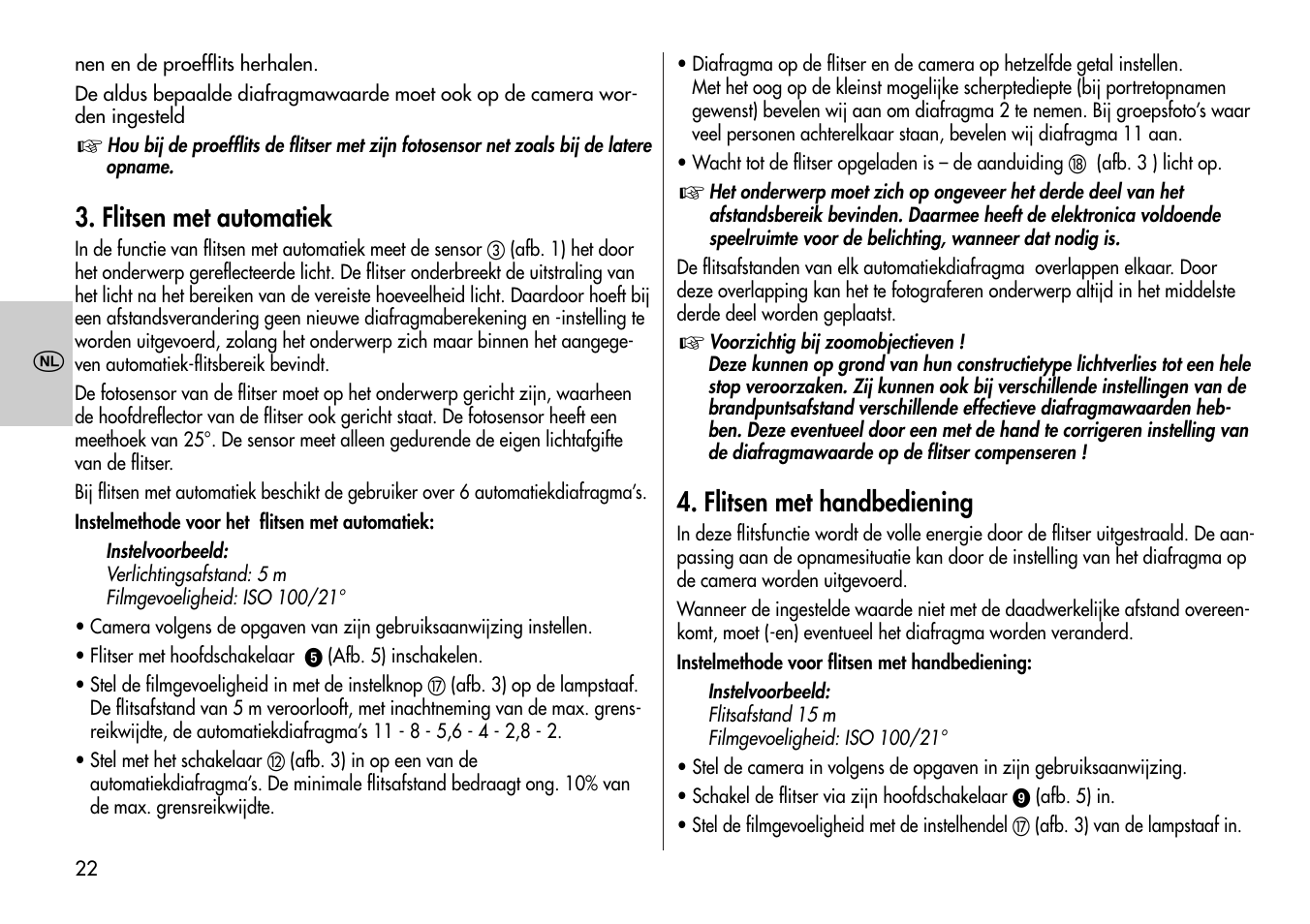 Flitsen met automatiek, Flitsen met handbediening | Metz Mecablitz 60 CT-1 User Manual | Page 22 / 56