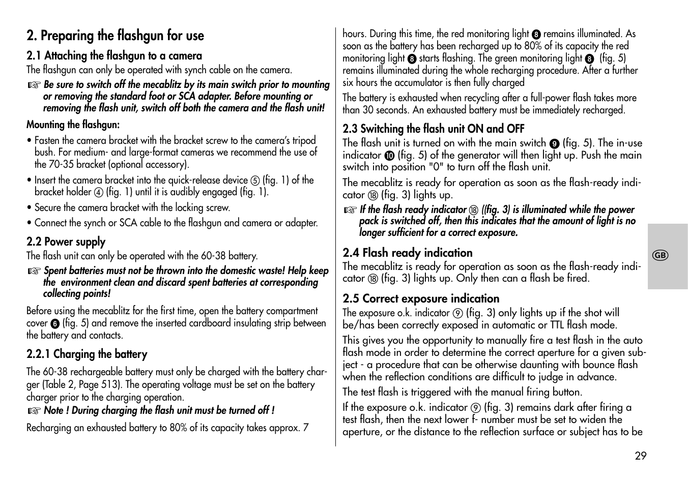 Preparing the flashgun for use | Metz Mecablitz 60 CT-1 User Manual | Page 29 / 56