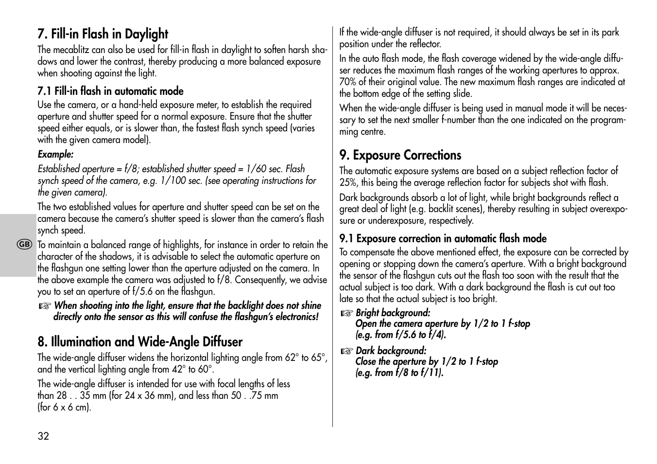 Metz Mecablitz 60 CT-1 User Manual | Page 32 / 56