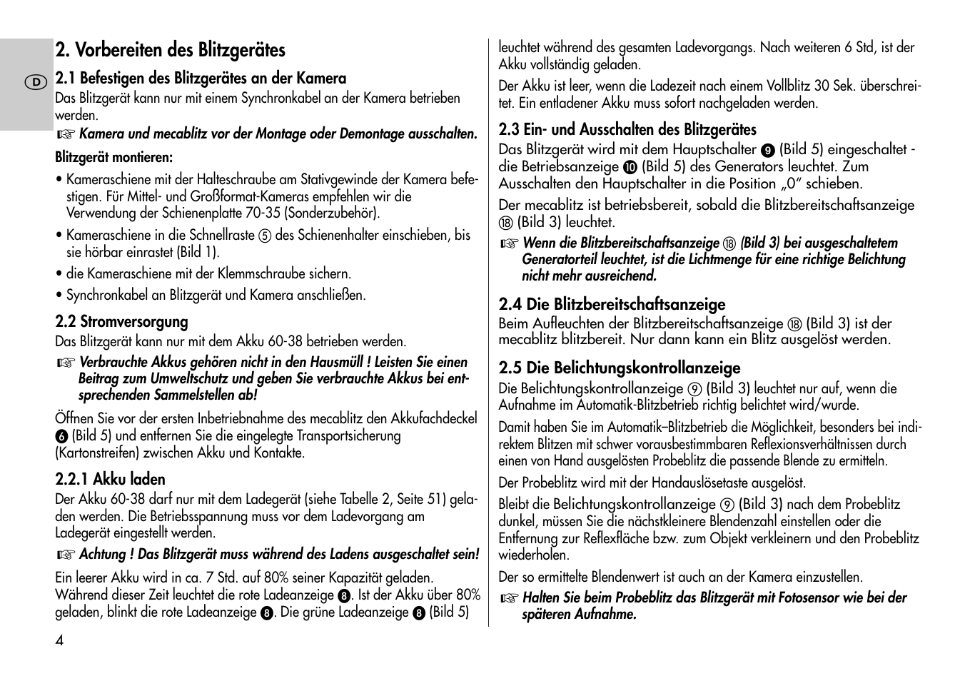Vorbereiten des blitzgerätes | Metz Mecablitz 60 CT-1 User Manual | Page 4 / 56