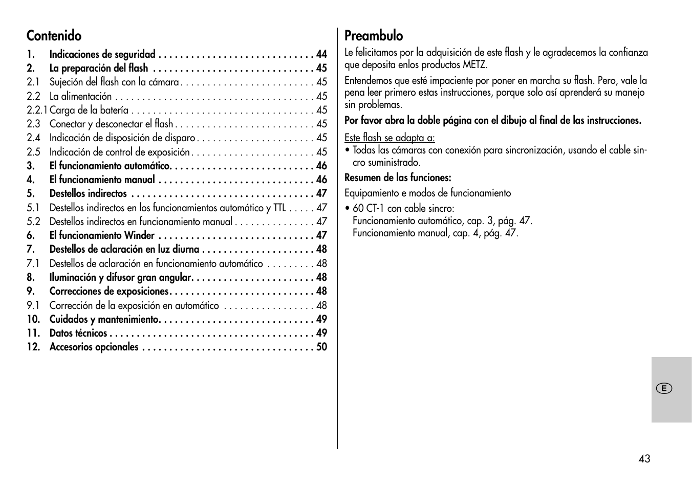 Metz Mecablitz 60 CT-1 User Manual | Page 43 / 56