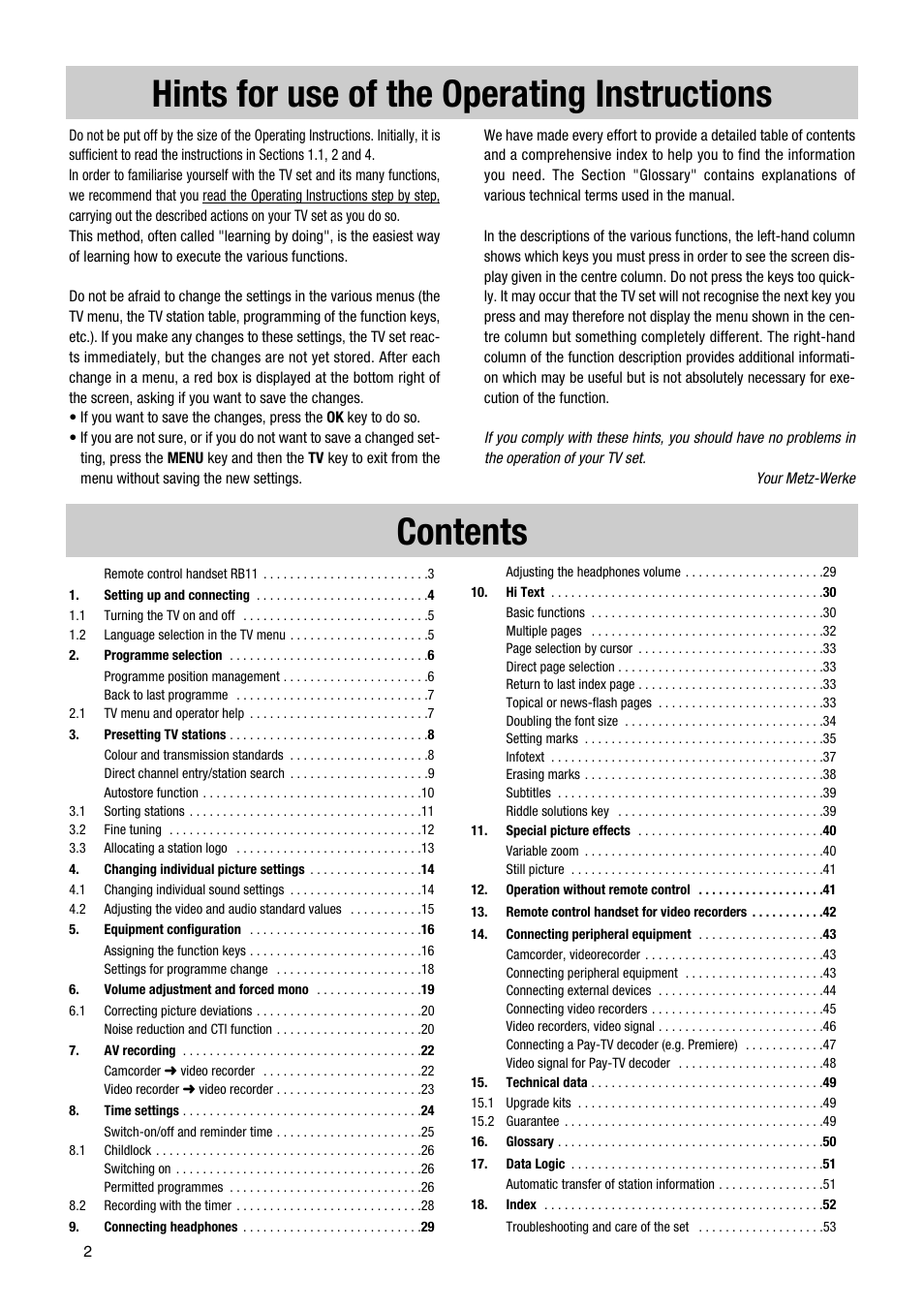 Metz TG 73 - 100 MT User Manual | Page 2 / 54