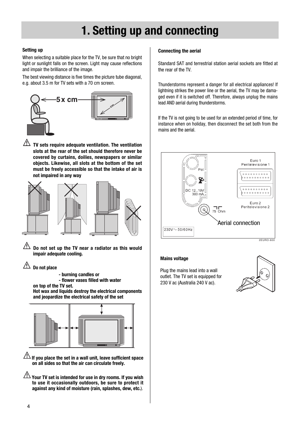 Setting up and connecting, 5 x cm | Metz TG 73 - 100 MT User Manual | Page 4 / 54