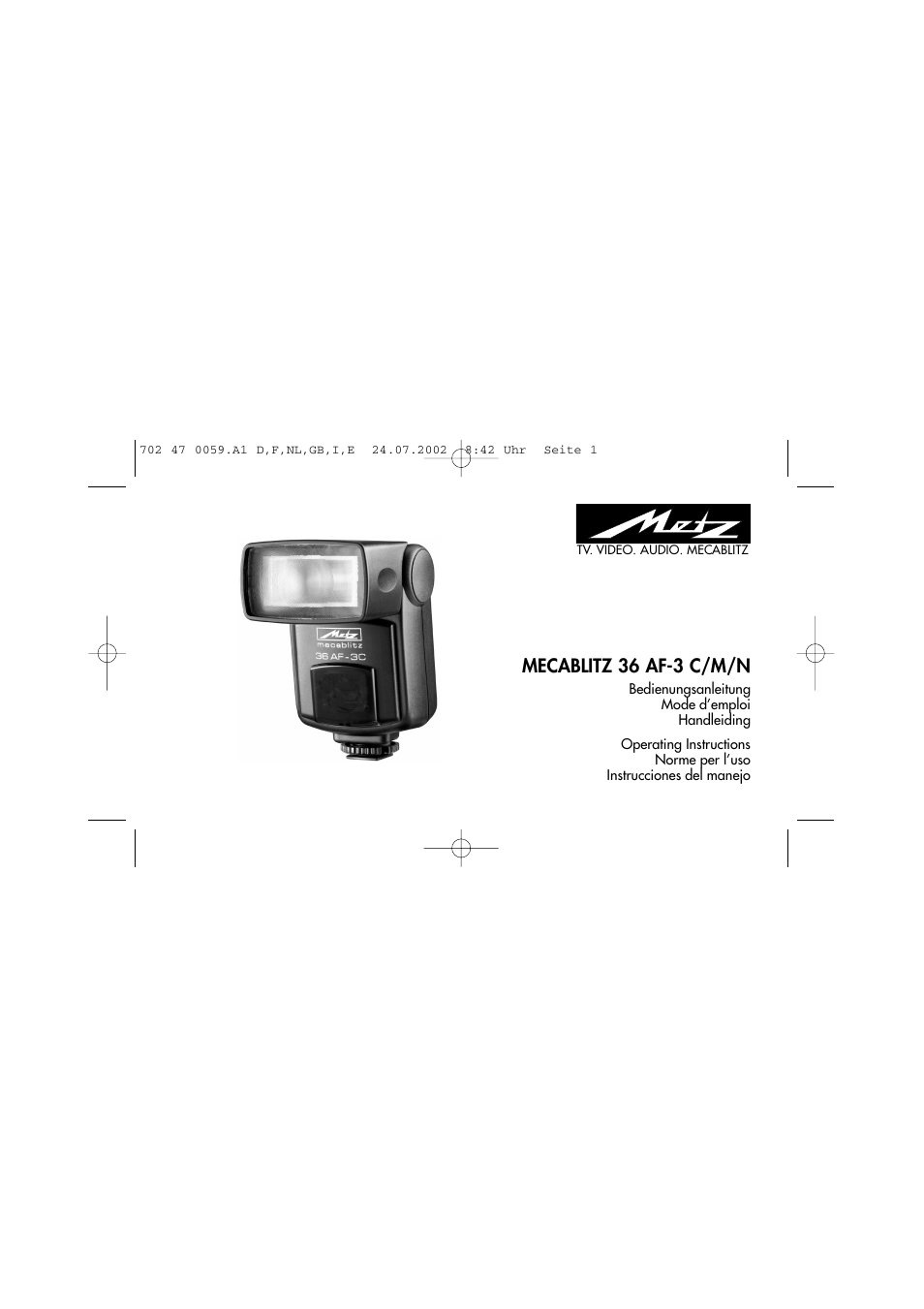 Metz Mecablitz 36 AF-3N User Manual | 41 pages