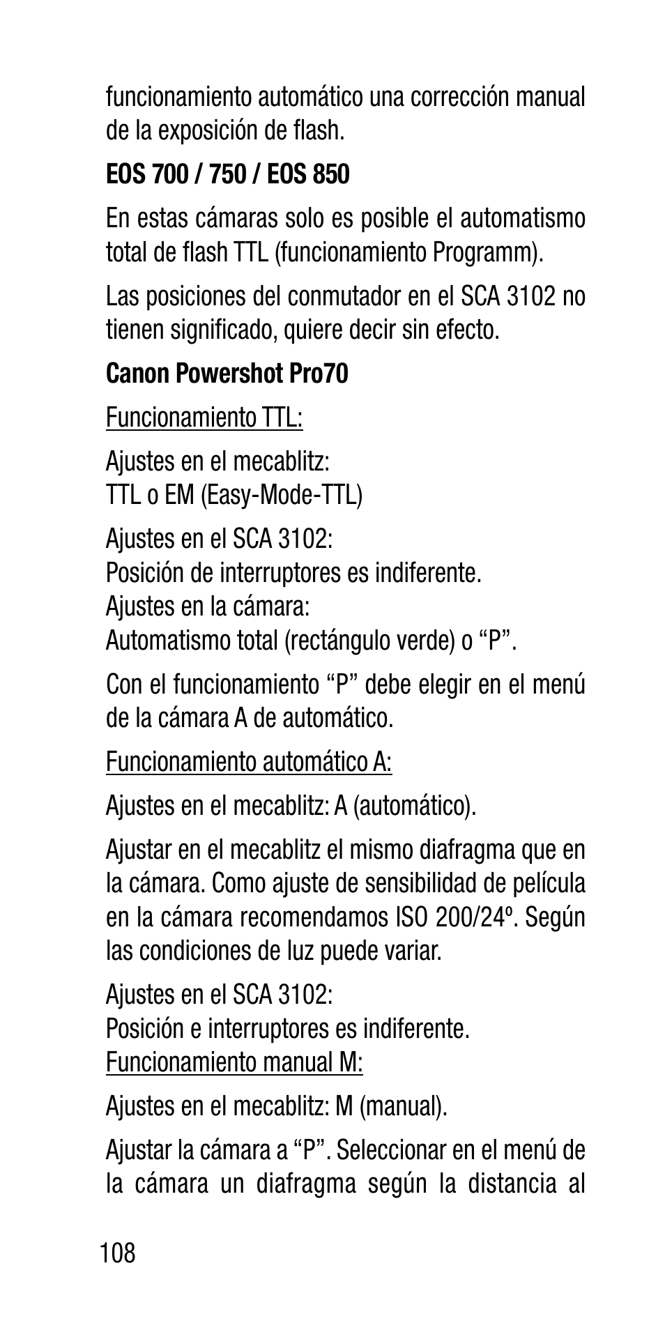 Metz Canon Eos SCA 3102 M5 User Manual | Page 108 / 120