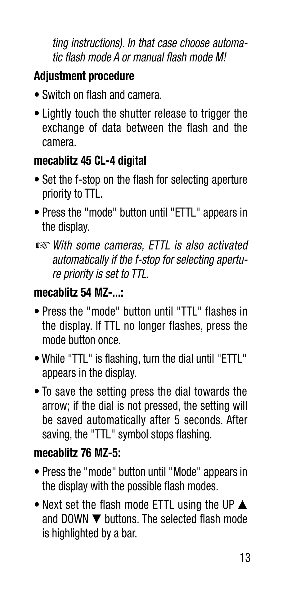 Metz Canon Eos SCA 3102 M5 User Manual | Page 13 / 120