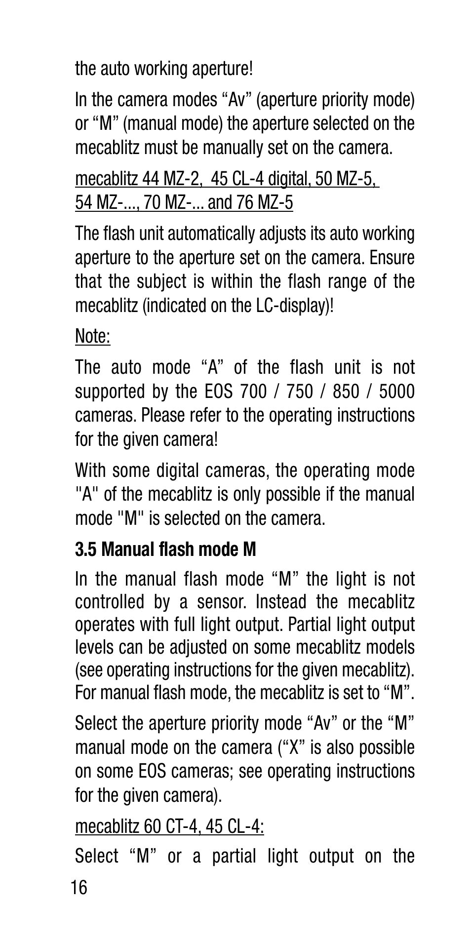 Metz Canon Eos SCA 3102 M5 User Manual | Page 16 / 120