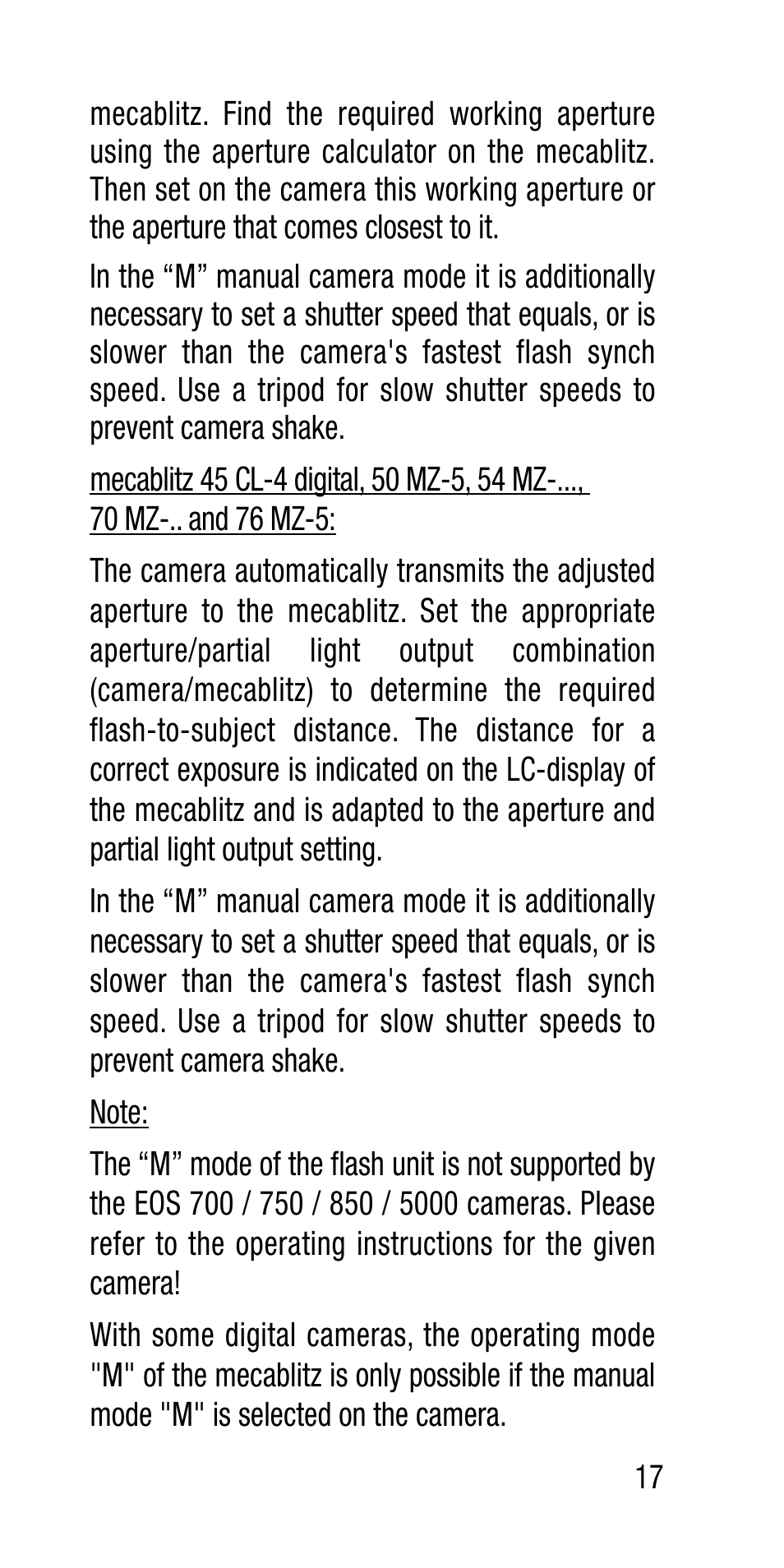 Metz Canon Eos SCA 3102 M5 User Manual | Page 17 / 120