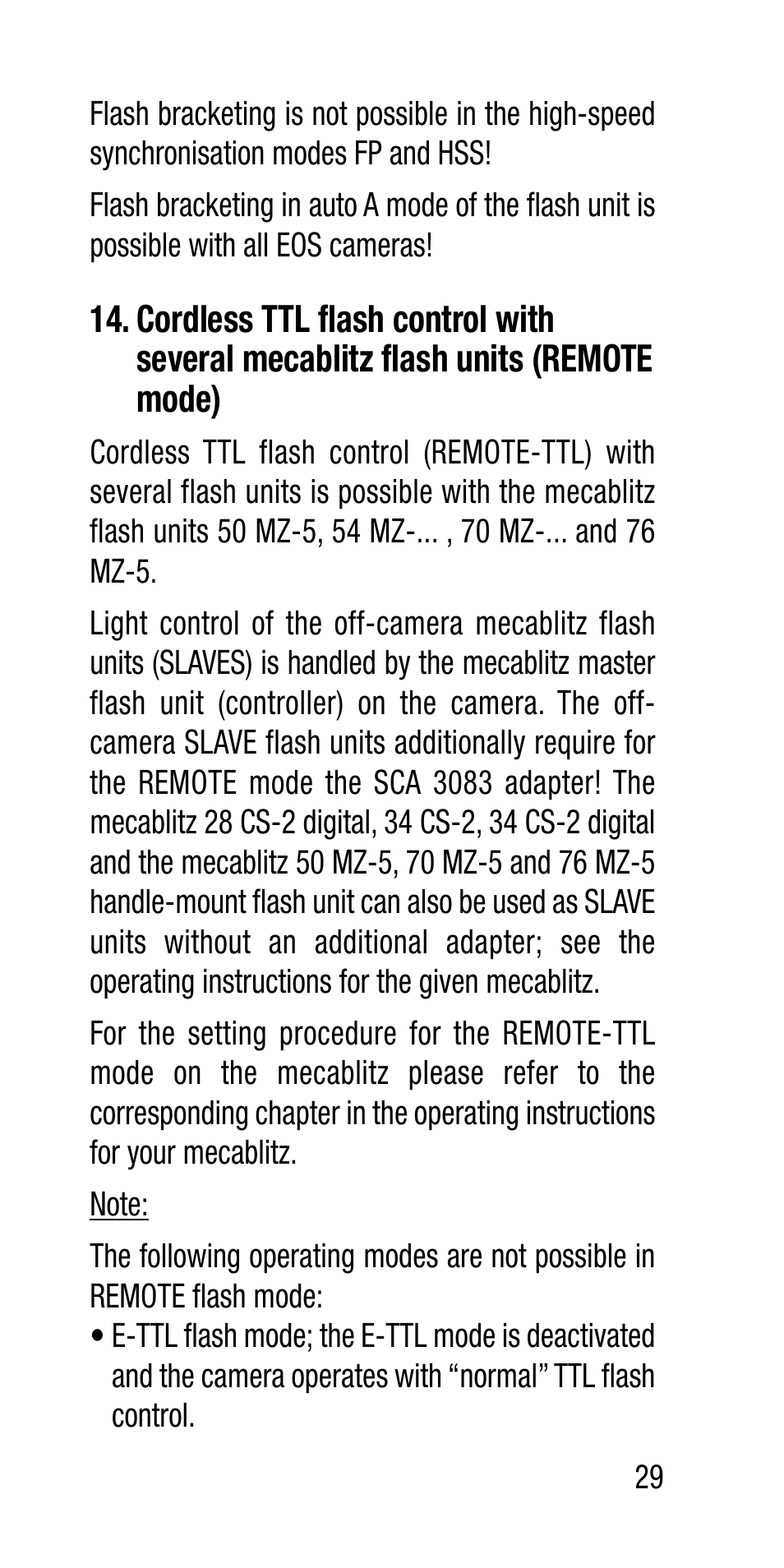 Metz Canon Eos SCA 3102 M5 User Manual | Page 29 / 120