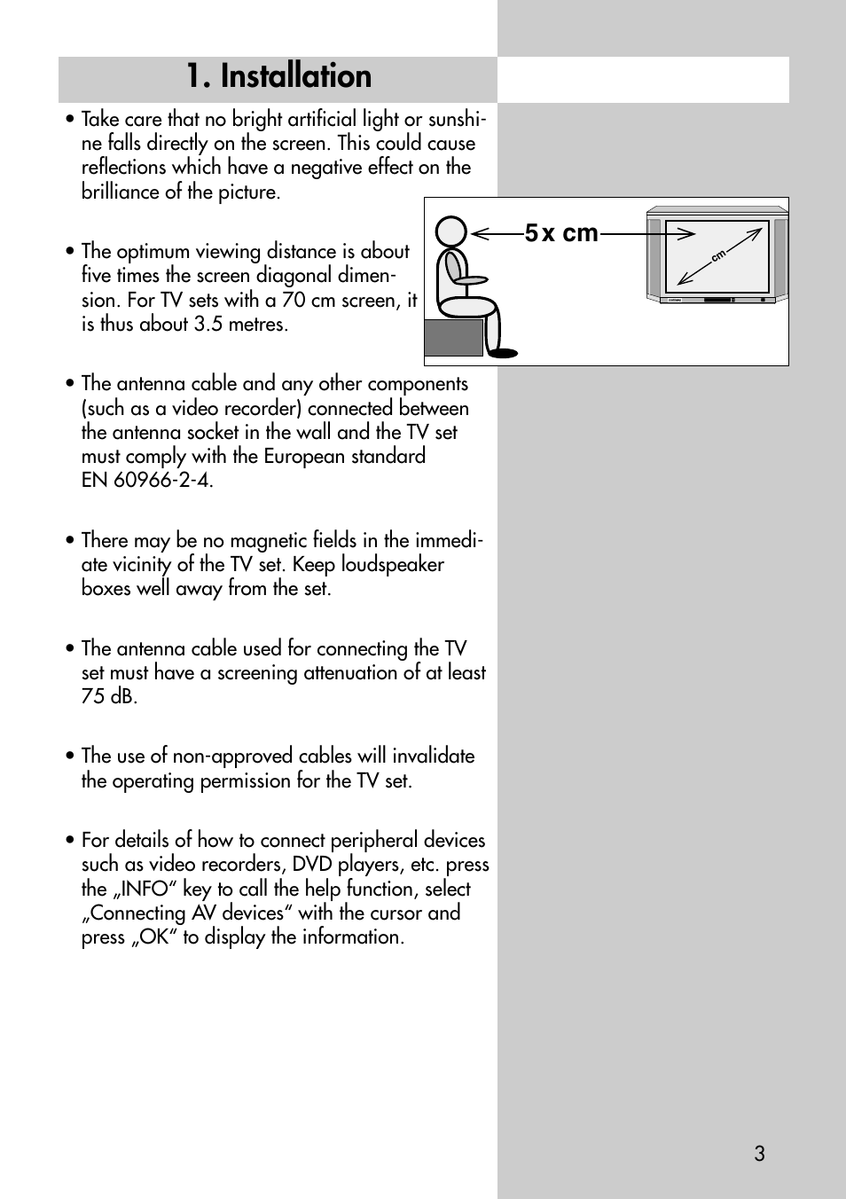 Installation, 5 x cm | Metz Astral-72 MF User Manual | Page 3 / 64