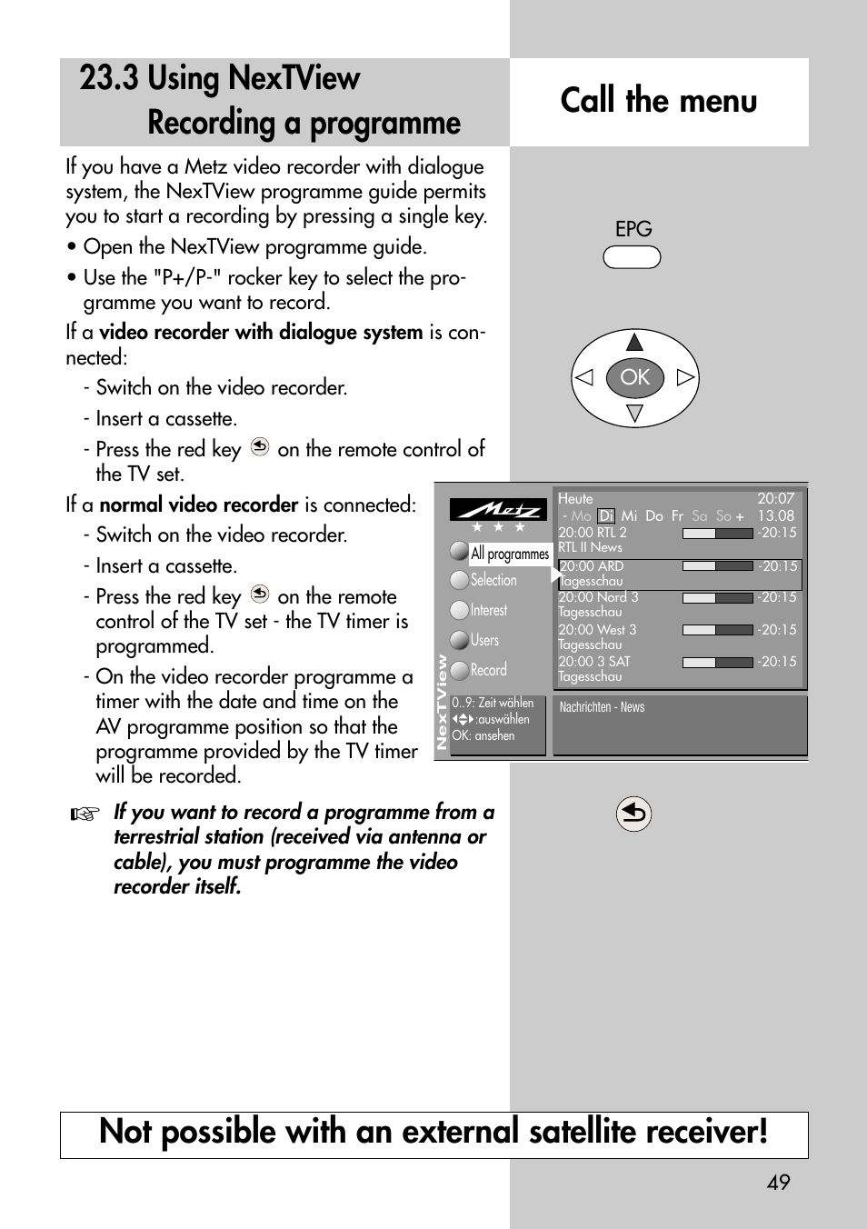 3 using nextview recording a programme | Metz Astral-72 MF User Manual | Page 49 / 64