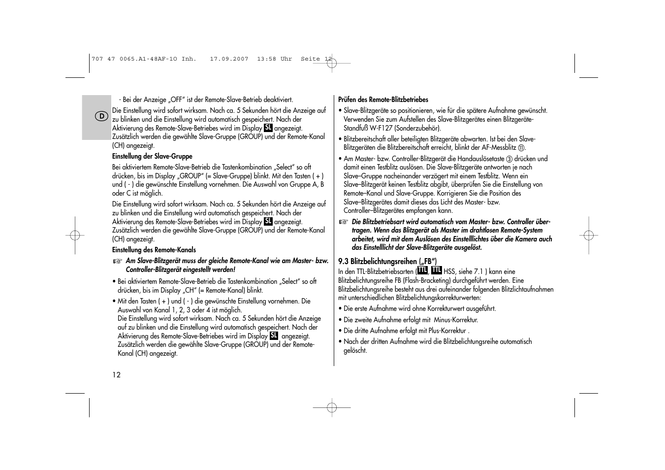 Metz AF-1 User Manual | Page 12 / 127