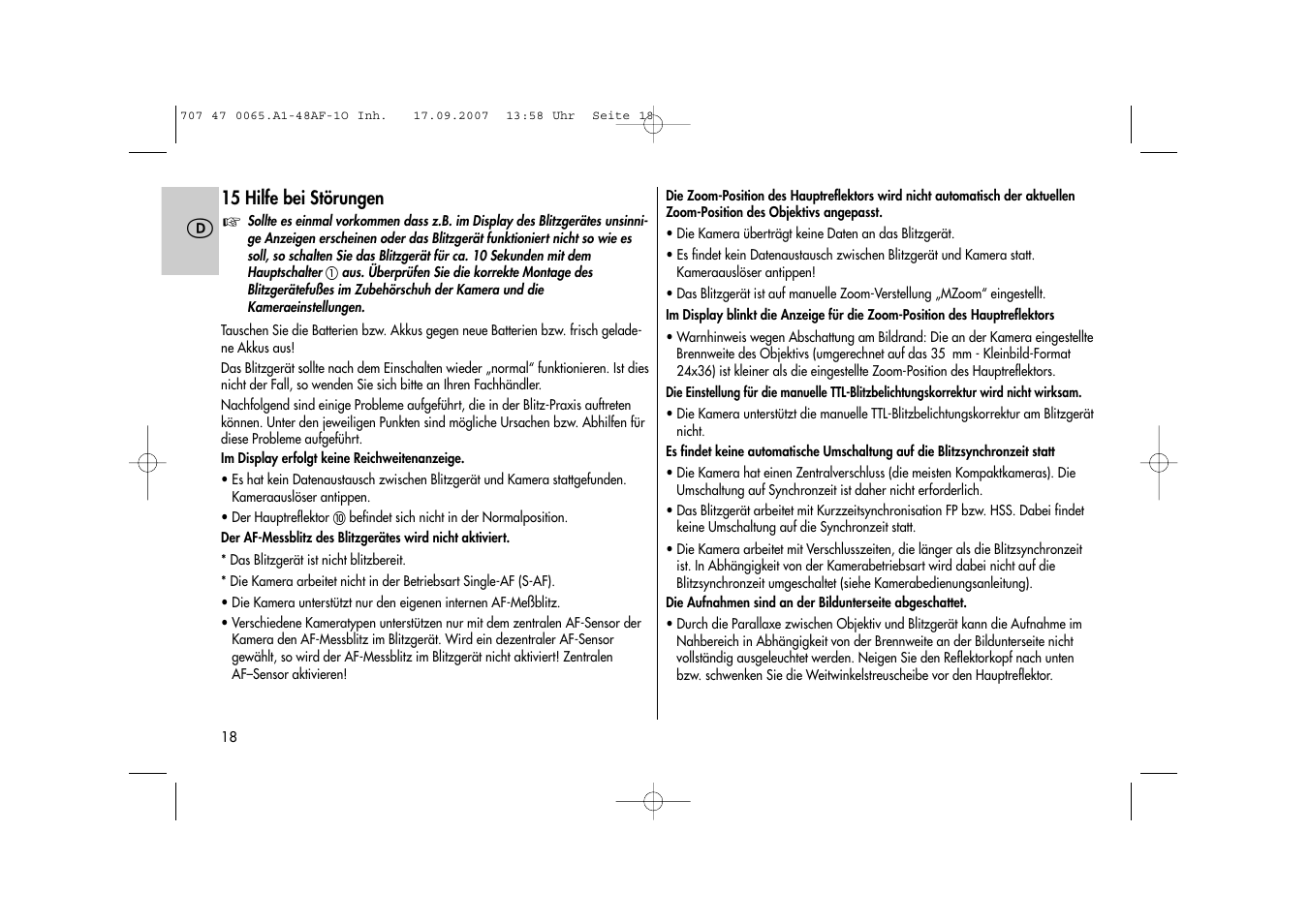 Metz AF-1 User Manual | Page 18 / 127