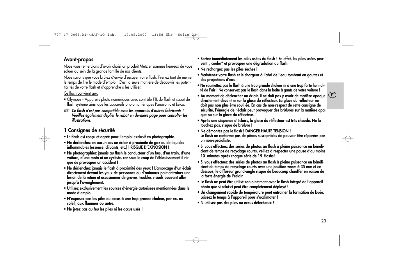 Metz AF-1 User Manual | Page 23 / 127