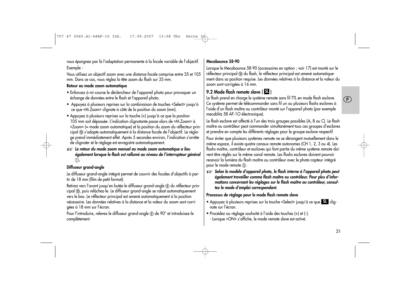 Metz AF-1 User Manual | Page 31 / 127
