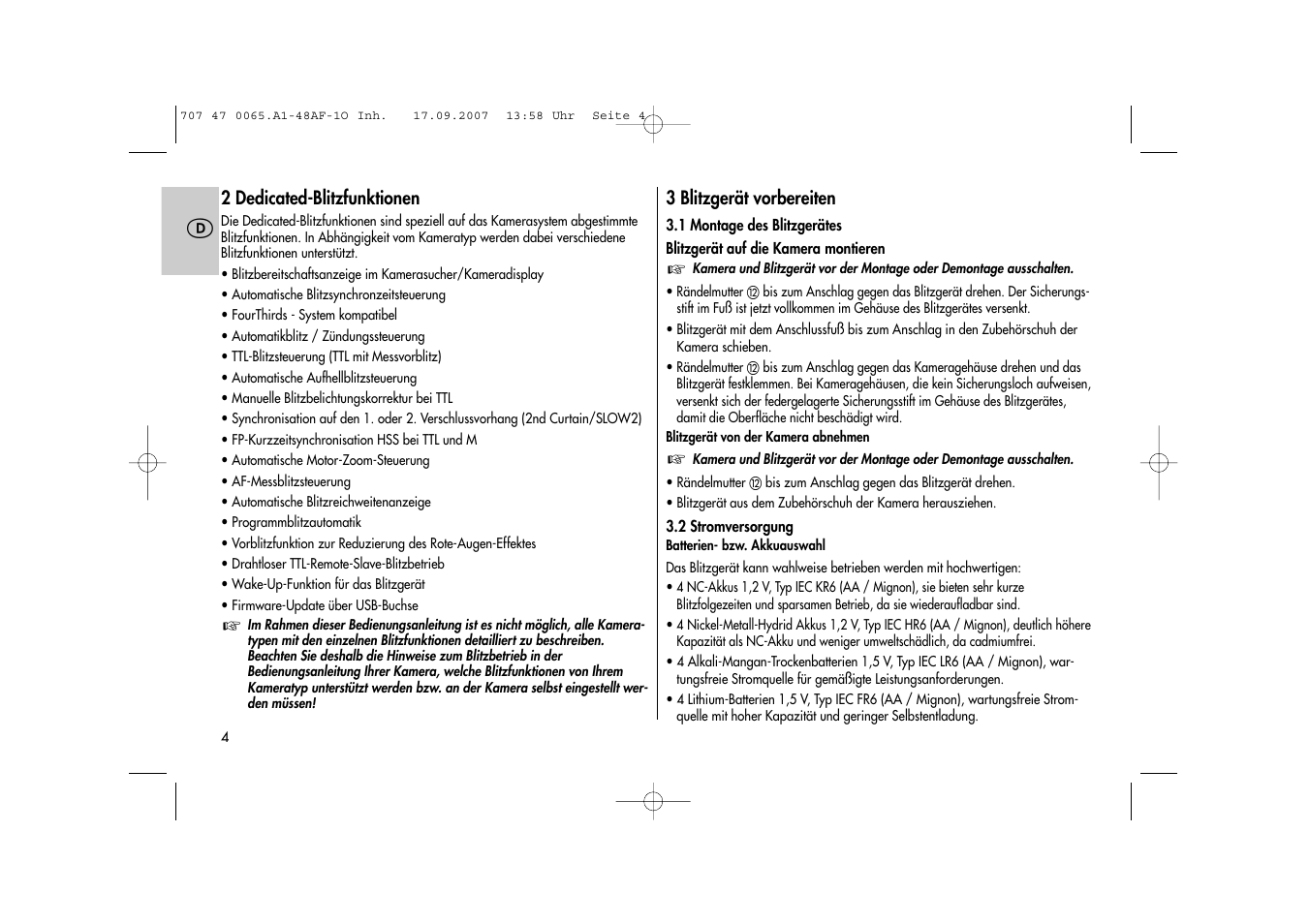 Metz AF-1 User Manual | Page 4 / 127