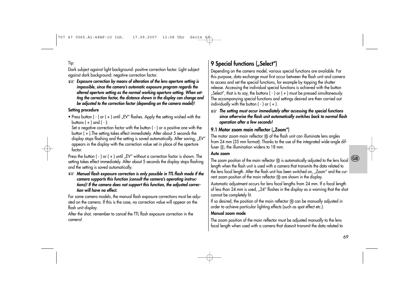 Metz AF-1 User Manual | Page 69 / 127
