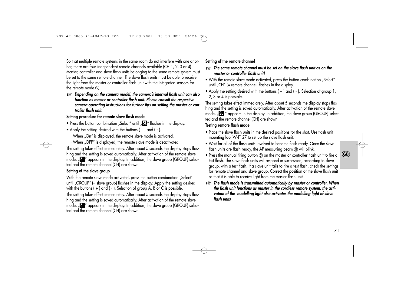 Metz AF-1 User Manual | Page 71 / 127